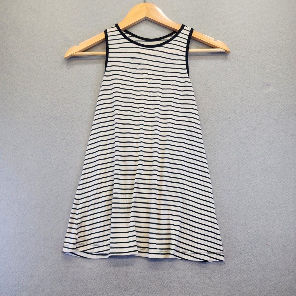 Athleta Striped Swing Tank Top XXS Black White Silk Blend Racerback‎ Athleisure